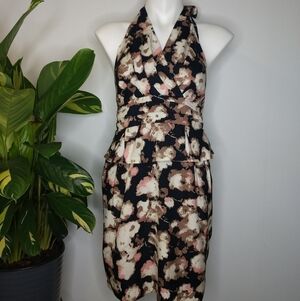 McGinn cream pink black halter dress 10